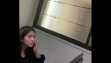 beautiful asian solo masturbate after working at office